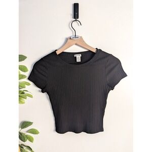 BOZZOLO Black Cropped Tee Sz M